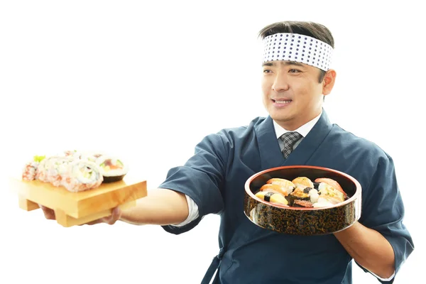 Portrait of a sushi chef — Stock Photo, Image