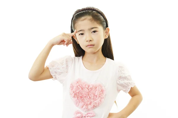 Küçük Asyalı kız huzursuz bakış — Stok fotoğraf