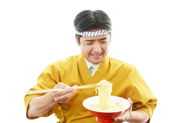 Asian chef with noodle — Stock Photo, Image