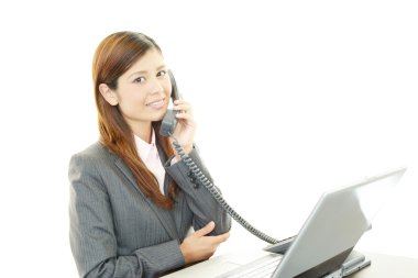mutlu bir şekilde teşkil işçisi kadın ofis