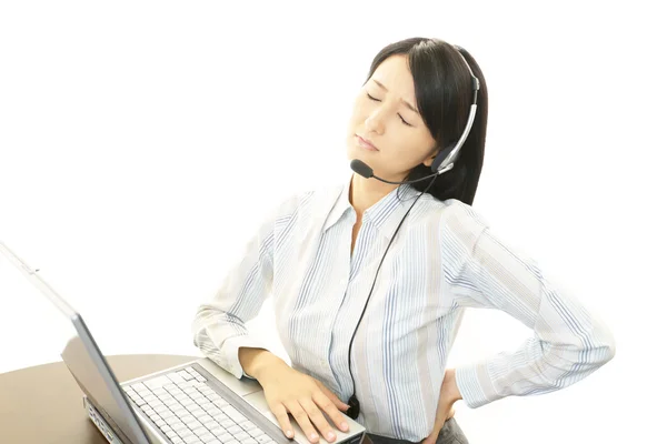 Tired call center operator — Stock Photo, Image