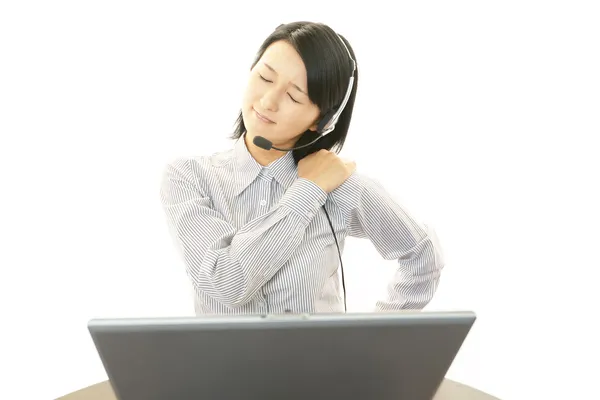 Tired call center operator — Stock Photo, Image