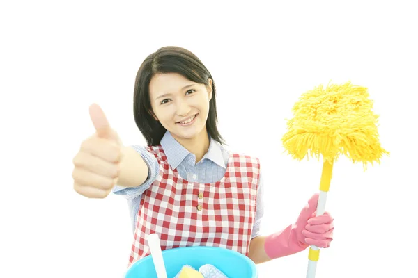 Woman with a cleaning — Stock Photo, Image