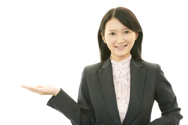 The female office worker who poses happily — Stock Photo, Image