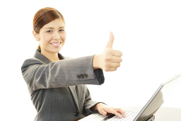 Mujer con portátil — Foto de Stock