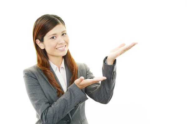 The female office worker who poses happily — Stock Photo, Image