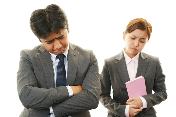 Stressed businessman and businesswoman — Stock Photo, Image