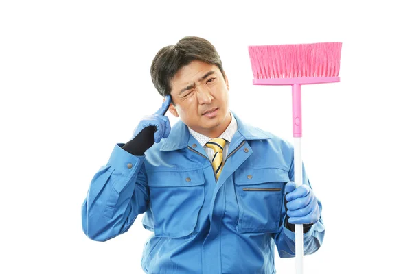 Tired Janitor — Stock Photo, Image