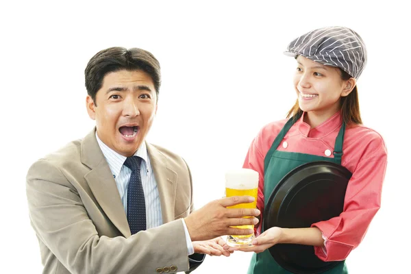 Kelnerka i klienta — Zdjęcie stockowe