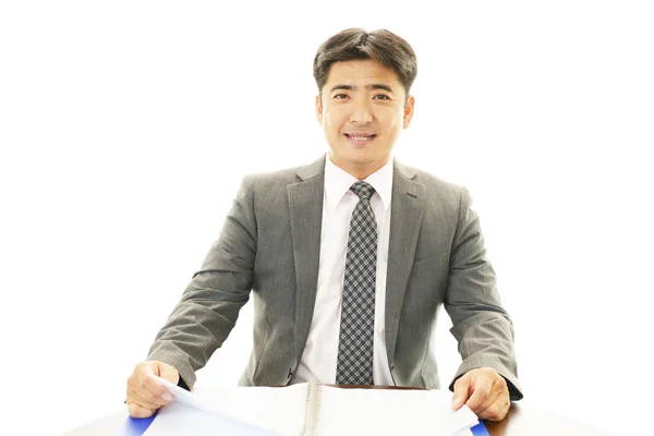 The male office worker who poses happily — Stock Photo, Image