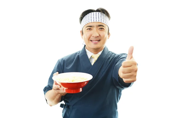 Asian chef with noodle — Stock Photo, Image