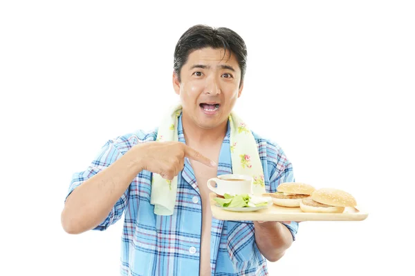 Man having a breakfast — Stock Photo, Image