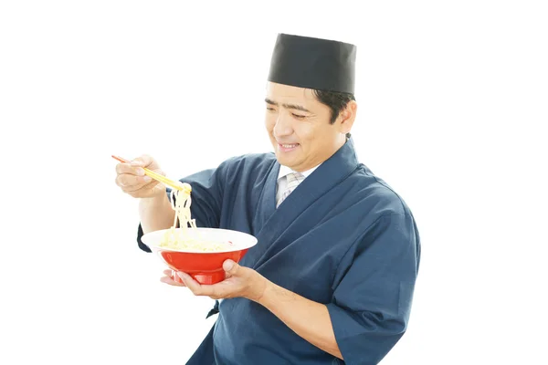 Asian chef with noodle — Stock Photo, Image