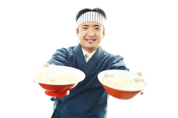 Asian chef with noodle — Stock Photo, Image