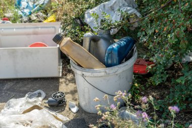 in nature Illegal dumped garbage