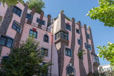 Detail of the Hundertwasser House Green Citadel in Magdeburg, Saxony-Anhalt, Germany