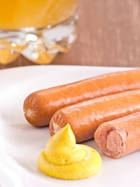 Sausage with mustard clipart