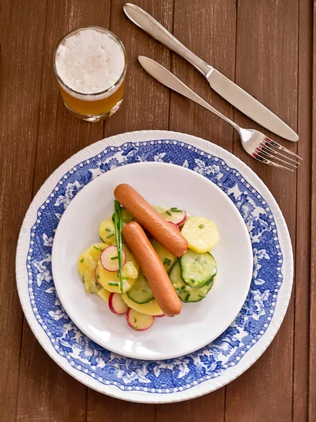 Potato salad with sausage — Stock Photo, Image