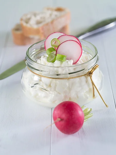 Queso de cabaña con rábano —  Fotos de Stock