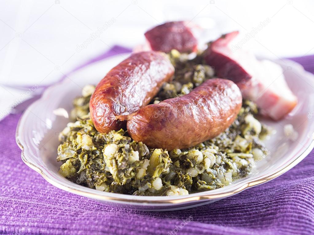 Kale with sausage
