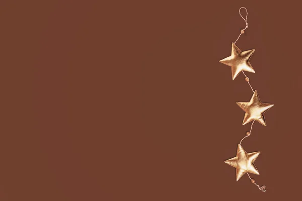 Merry Christmas Happy New Year Rich Golden Festive Ornaments Stars — Stock Photo, Image