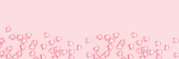Valentines day concept many little hearts in red pin kbackground — Fotografia de Stock