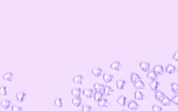 Valentim conceito dia muitos corações pequenos em kbackground violeta — Fotografia de Stock