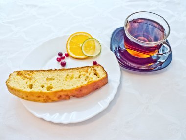 kek reçel ve kahvaltı için limon suyu ile çay