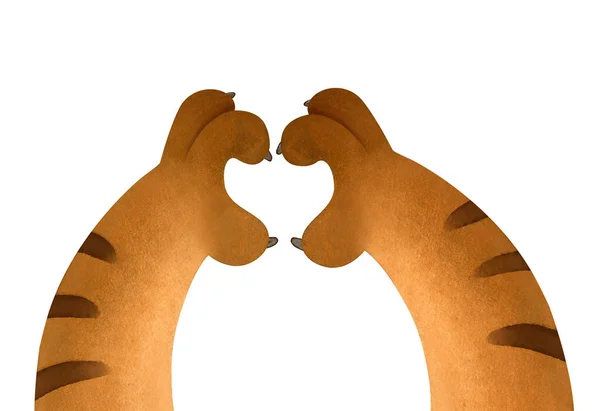 Tiger Hands Show Symbol Heart Valentine Day Illustration — Stock Photo, Image