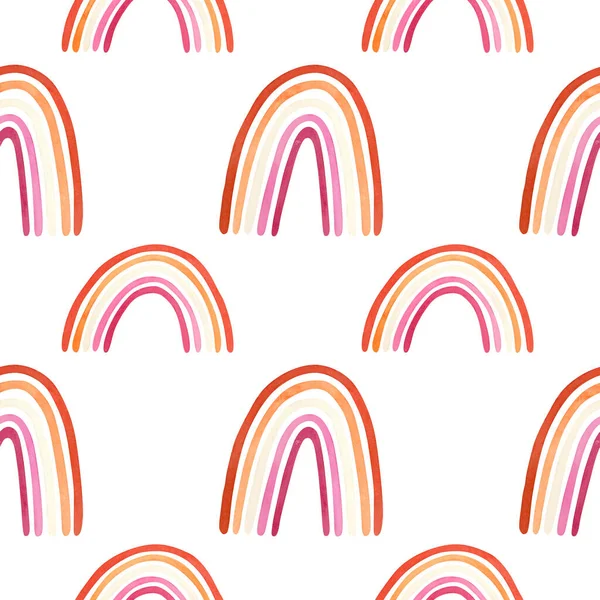 Lesbian pride seamless pattern. LGBT pride month art, rainbow clipart. Watercolor illustrations on white background