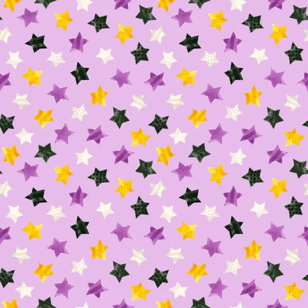 星との非バイナリ誇りシームレスなパターン Lgbtプライド月間壁紙 非バイナリ虹水彩クリップ — ストック写真
