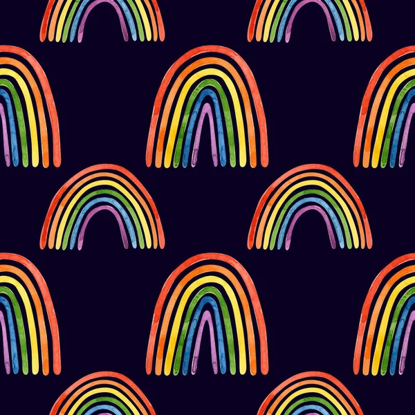 LGBT pride month seamless pattern. LGBTQ art, rainbow watercolor clipart