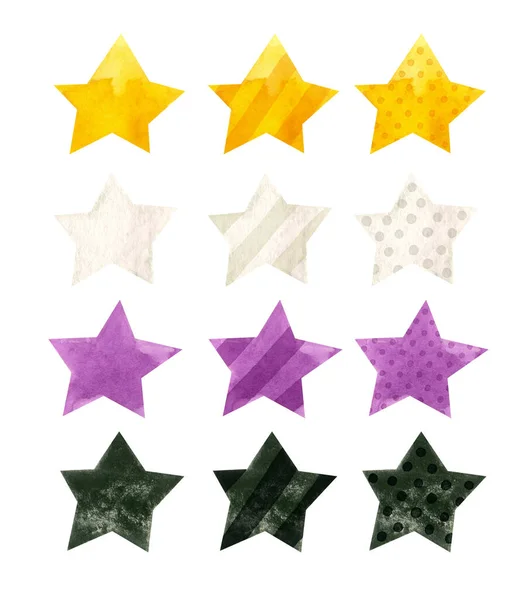 Mes Orgullo Binario Estrellas Del Arco Iris Clipart Acuarela Arte —  Fotos de Stock