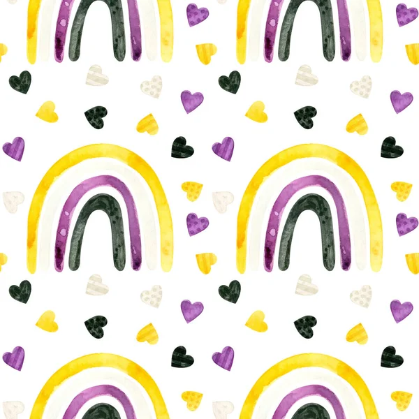 Nonbinary Pride Seamless Pattern Lgbt Pride Month Wallpaper Non Binary — Stock Photo, Image