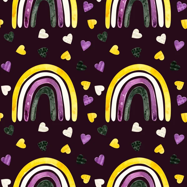 Nonbinary Pride Seamless Pattern Lgbt Pride Month Wallpaper Non Binary — Stock Photo, Image