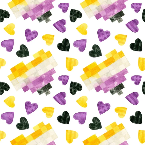 Nonbinary Pride Seamless Pattern Lgbt Pride Month Wallpaper Non Binary — Stock Photo, Image