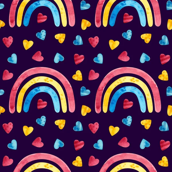 Panexual Pride Seamless Pattern Lgbtqia Watercolor Clipart Pan Rainbow Elements — Stock Photo, Image