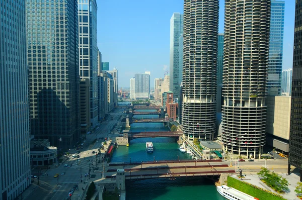 Chicago river scène Stockafbeelding