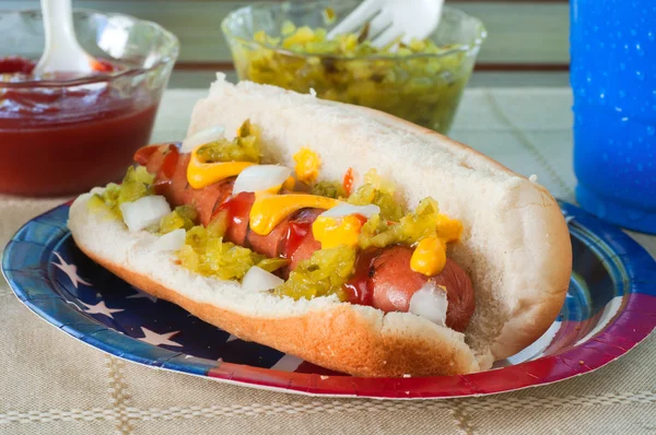 Loaded frankfurter — Stock Photo, Image