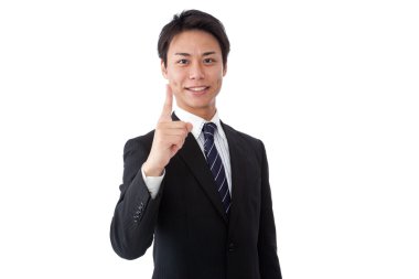 genç işadamı parmağını yapma