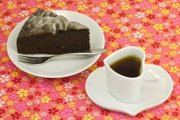 Schokoladekuchen und Kaffee — Stockfoto