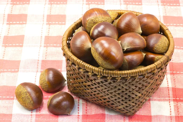 Chestnuts was served in a basket — Stock Photo, Image