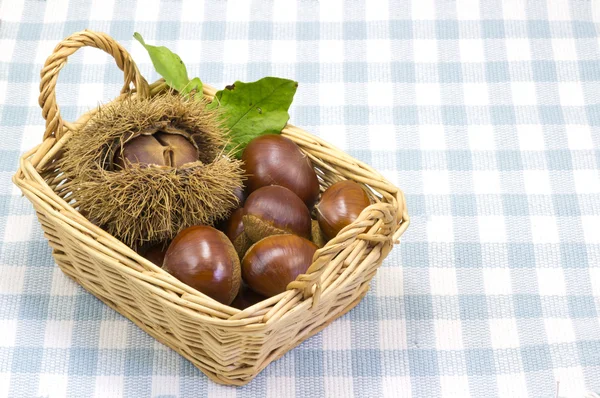 Chestnuts was served in a basket — Stock Photo, Image