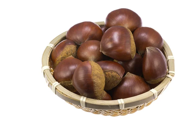 Chestnuts was served in a basket — Stock Photo, Image