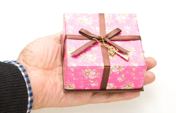 Gift box was placed in my palm — Stock Photo, Image