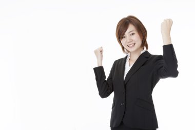 neşeli bir genç iş kadını