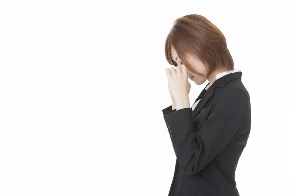 Young business woman that sobbing — Stock Photo, Image