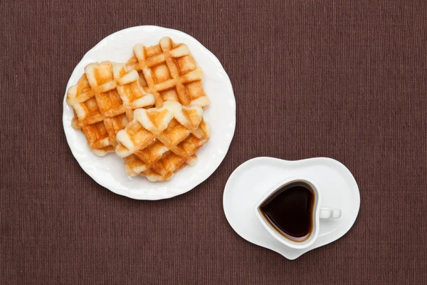 Caffè e waffle — Foto Stock