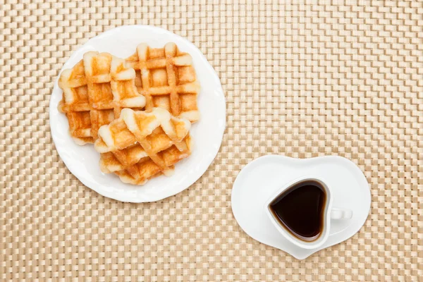 Caffè e waffle — Foto Stock