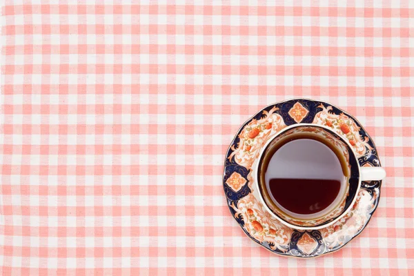 Coffee on the table cloth — Stock Photo, Image